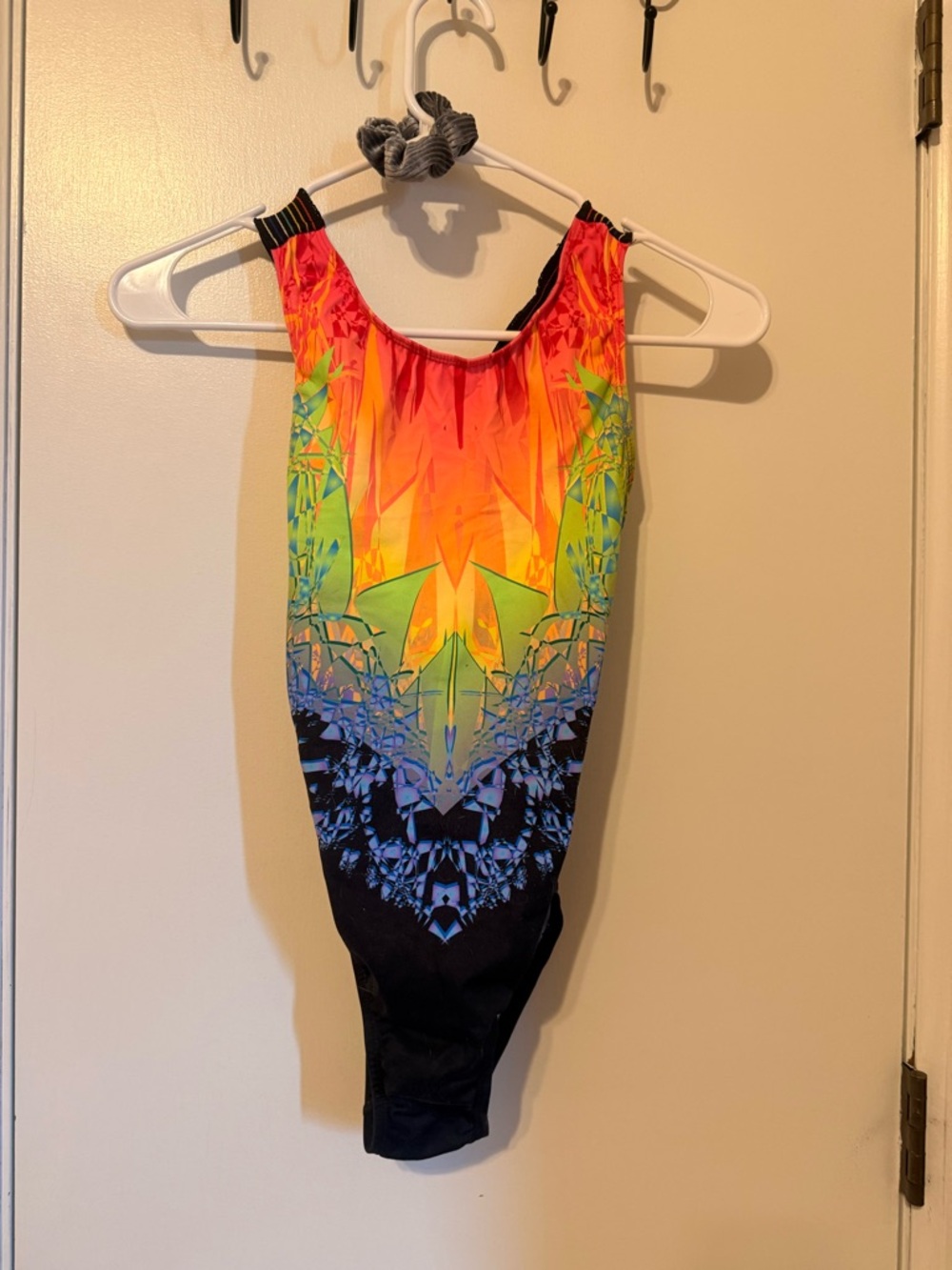 GK Neon Rainbow Gradient One-Piece Leotard - Red Orange Yellow Green Blue Purple